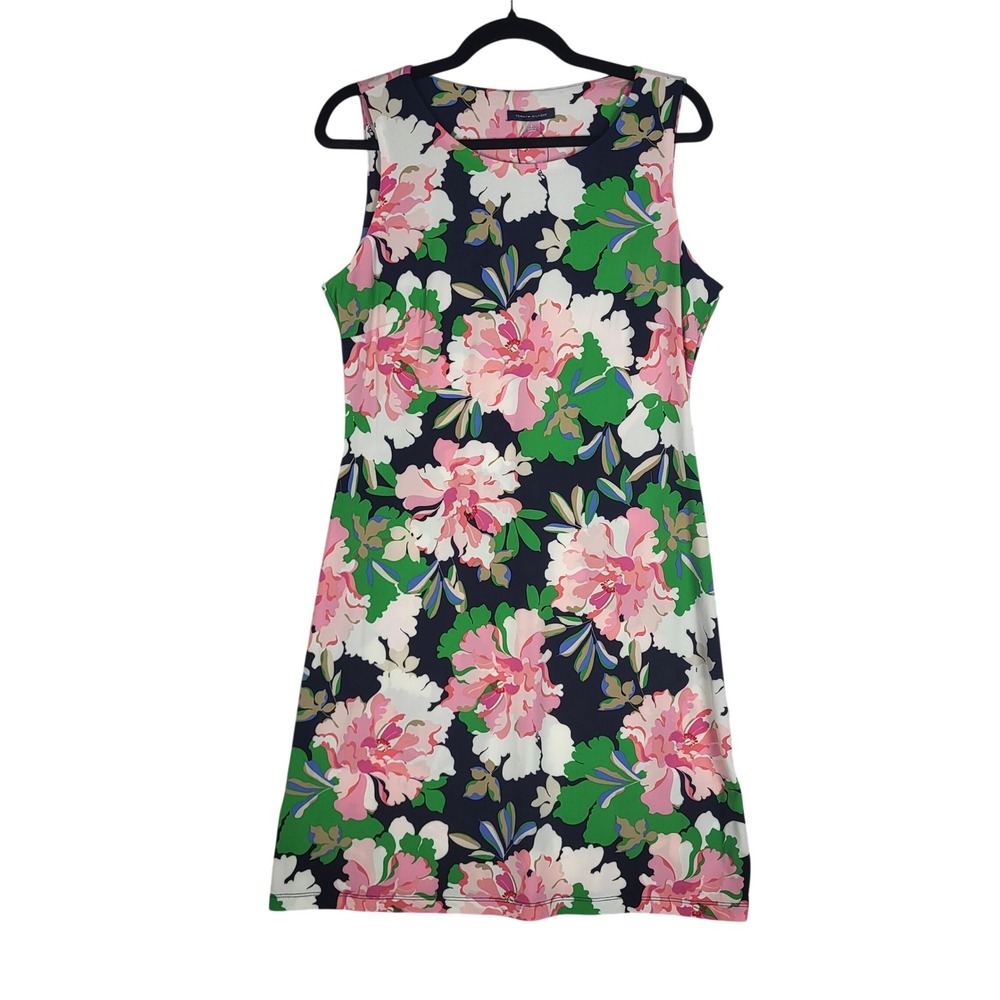 Tommy Hilfiger Dress Women 8 Navy Floral Sleeveless Stretchy Preppy Classic NWT